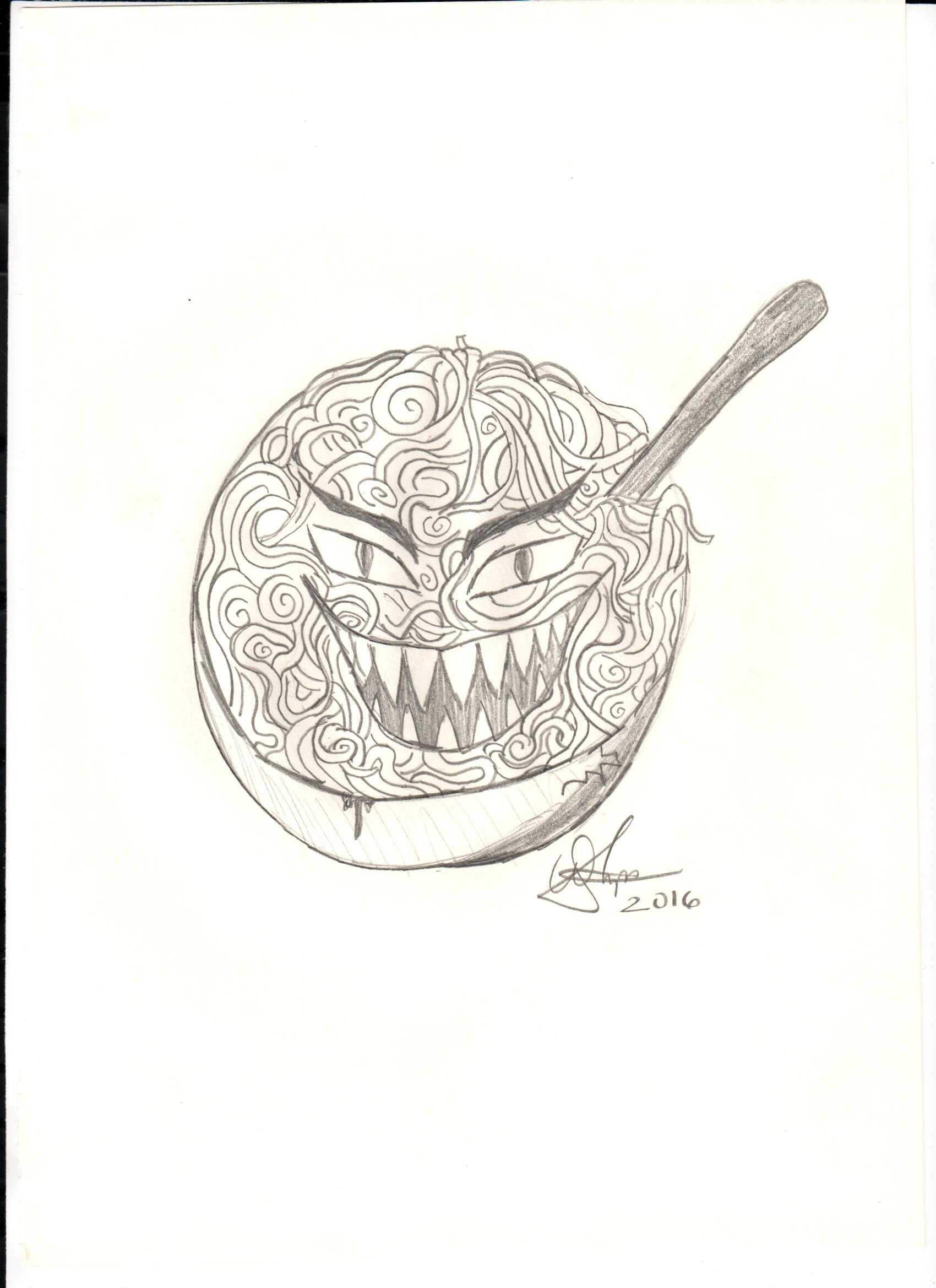 A bowl of leering pasta. Creepy objects are just some of the things you will find in Creepypasta stories.