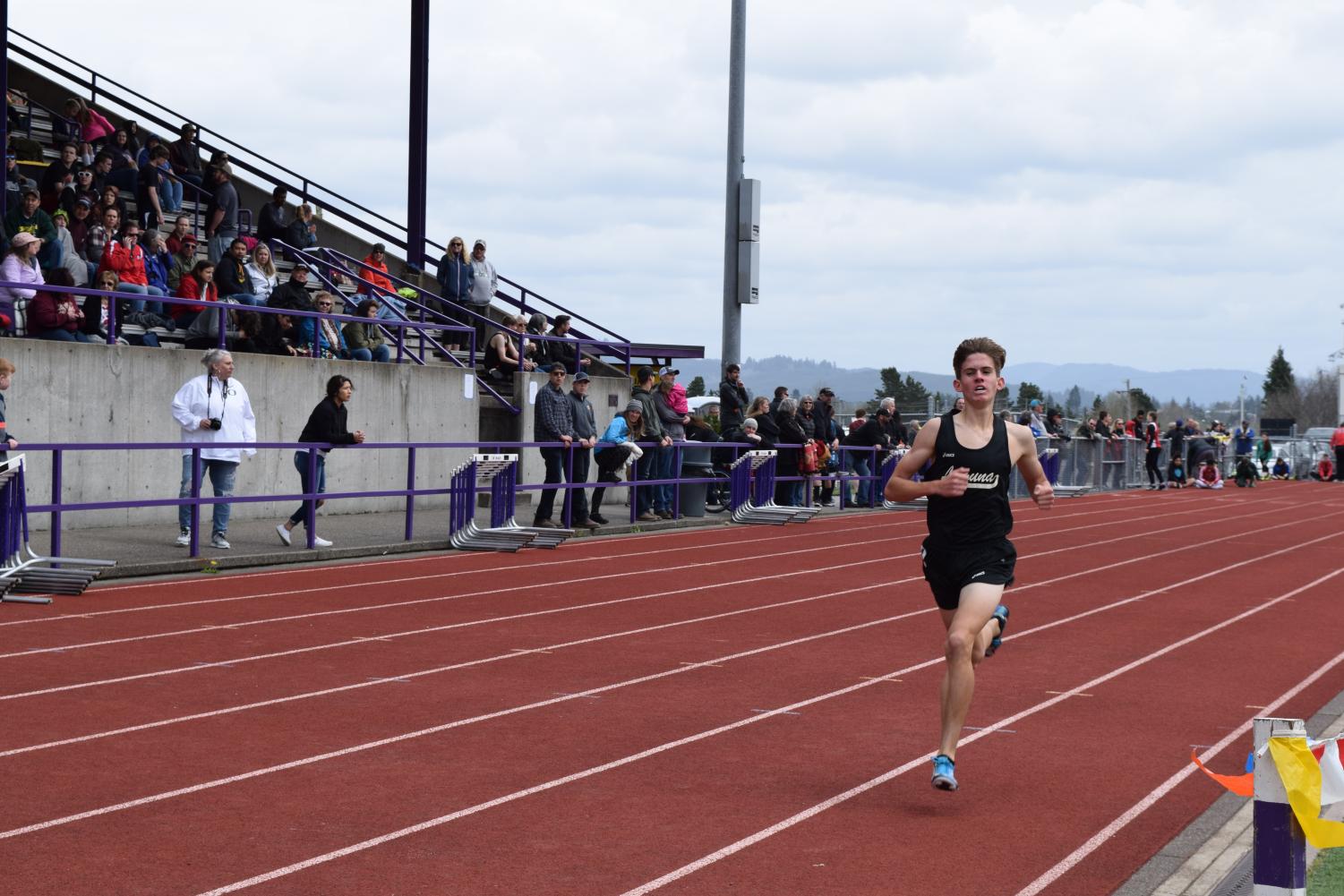 Laguna's Varsity runner Sebastian comes in first for Laguna, and second in the race, while the the team was away in Oregon.
