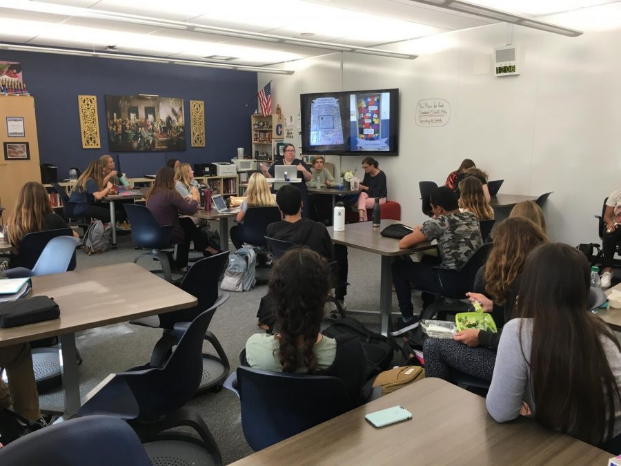 Cowles introduces the No Place For Hate student representatives to the goals of the program during the club’s first meeting on Monday October 1. Cowels has worked hard to help make LBHS a No Place For Hate School. 
