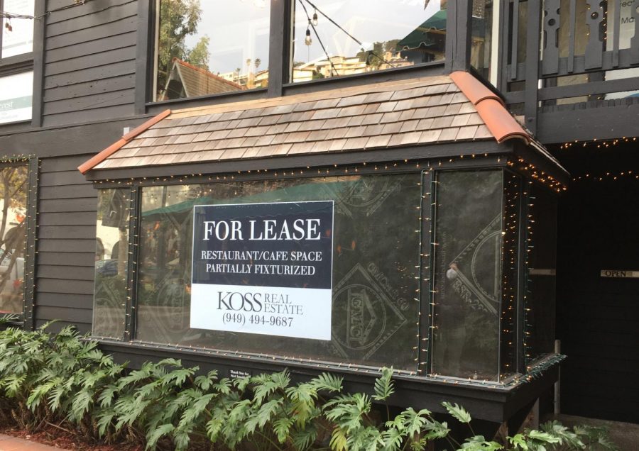 The Grove sits empty with boarded up windows and a For Lease sign. The Grove used to be a key cafe in Laguna. Soon, the majority of our previously beloved places will look like this without our help. 