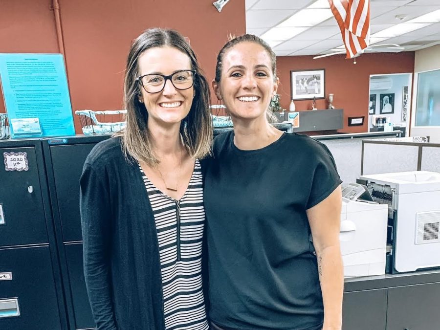 Back at the office, Alex Aronson (left) and Jeanne Brown (right) oftentimes showed up wearing the same color clothes to work and soon began taking pictures of their matching outfits. 