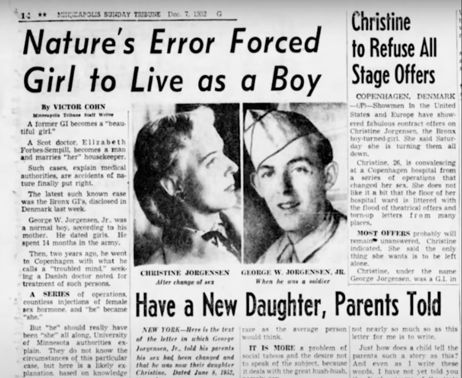 Across the front pages of numerous publications in 1952, Christine Jorgensen was celebrated both as a World War II veteran and a transgender actress. 70 years later, trans people are demonized in the media.