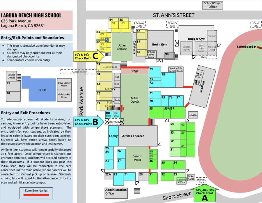 Map+of+Laguna+Beach+High+School+campus+and+its+exits